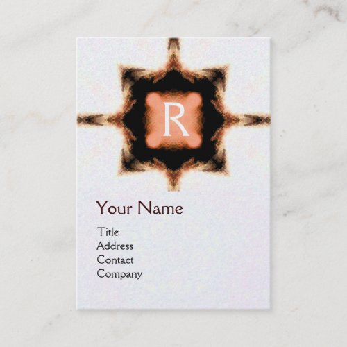 STYLISH PINK RED BROWN SQUARE MONOGRAM White Pearl Business Card