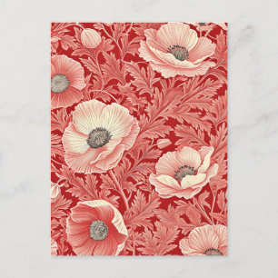 Stylish Pink Red Poppies Floral Art Postcard