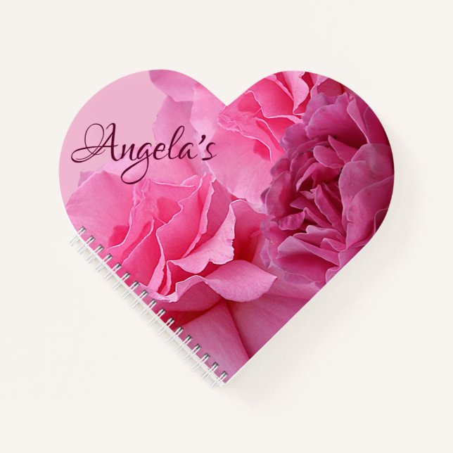 Stylish pink rose modern floral boho digital art notebook (Front)