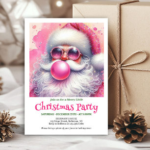 Stylish Pink Santa Bubble Gum Funny Christmas Invitation