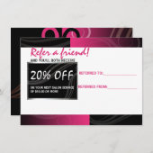 stylish pink scissor hair salon referral card (Front/Back)
