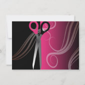 stylish pink scissor hair salon referral card (Back)
