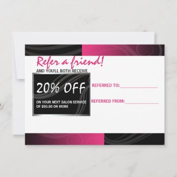 Stylish Pink Scissor Hair Salon Referral Card by chandraws at Zazzle