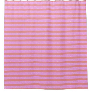 Stylish Pink Stripe Geometric Shower Curtain