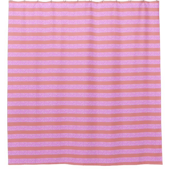 Stylish Pink Stripe Geometric Shower Curtain (Front)
