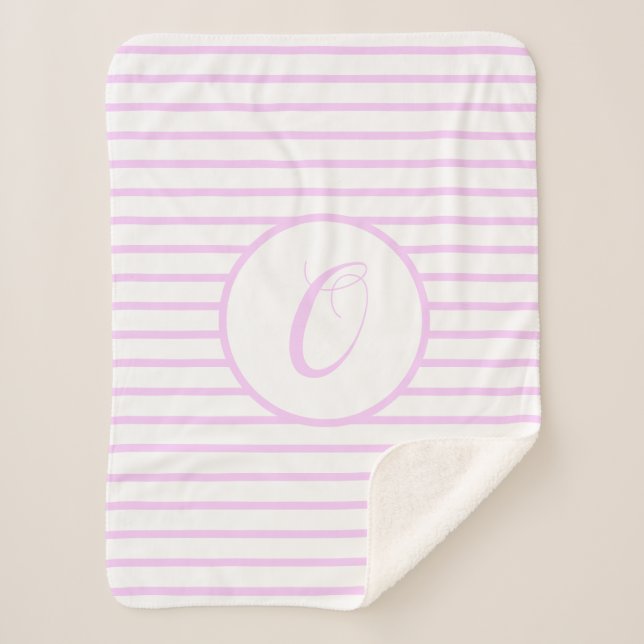 Stylish Pink Stripes O Monogram Throw Blanket (Front)