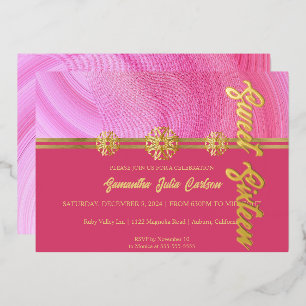 Stylish Pink Sweet 16 Invitation Foil Invitation