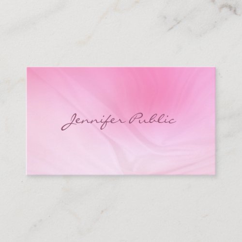 Stylish Pink Template Handwritten Script Modern Business Card