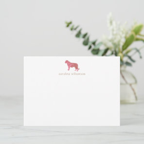 Stylish Pink Tiger Simple Personalized Stationery  Note Card