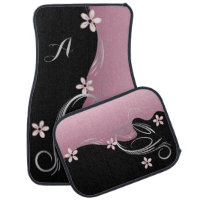 Stylish Pink Tourmaline Floral | DIY Monogram Car Floor Mat