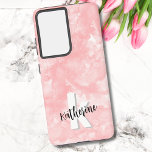 Stylish Pink Watercolor Initials Monogram Samsung Galaxy S21  Case<br><div class="desc">A soft blush pink watercolor backdrop provides the canvas for a cute and contemporary monogram phone case, featuring initials and name. The monogram's black and white color palette, composed of clean modern fonts mixed with a script font, exudes a simple yet fun charm. Whether you want to use your first...</div>