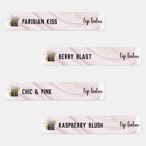 Stylish Pink Watercolor Lip Balm With Logo  Labels