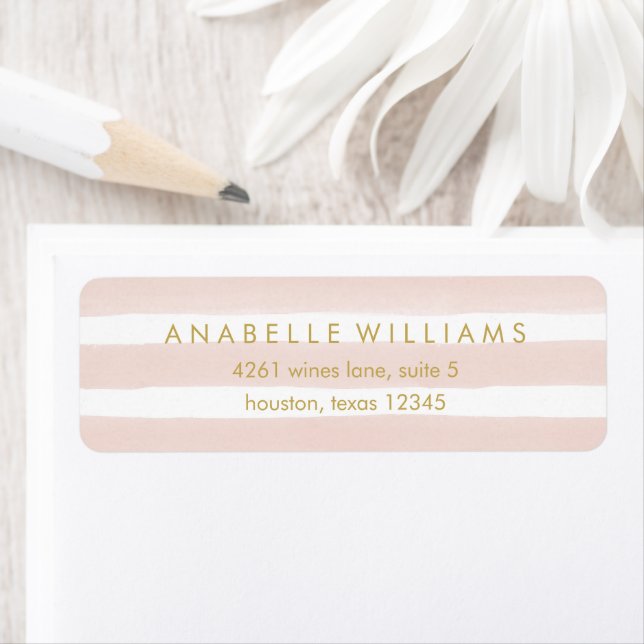 Stylish Pink Watercolor Stripes Label (Insitu)