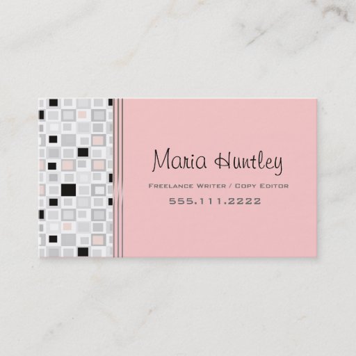 Customizable Stylish pink white, and black Business Card
