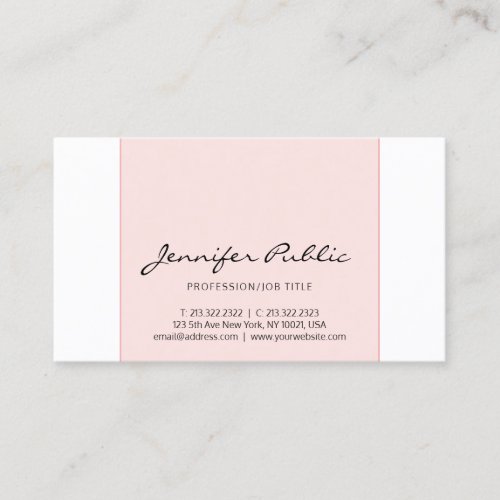 Stylish Pink White Creative Simple Modern Design Business Card