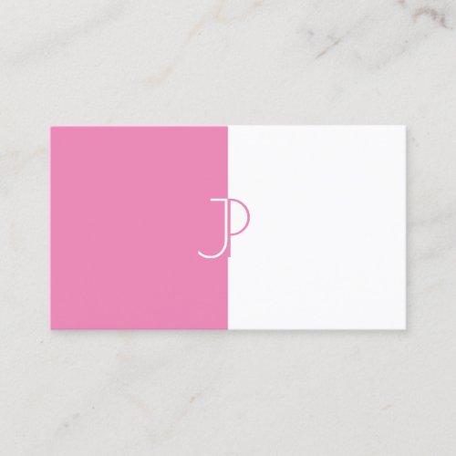 Stylish Pink White Monogrammed Template Trendy Business Card