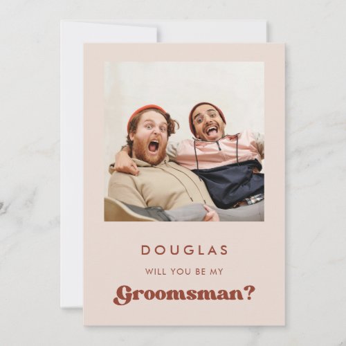 Stylish Pink Will you be my groomsman photo card