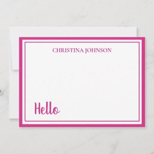 Stylish Pink with Name Flat Note Card