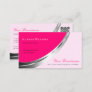 Stylish Pink with Silver Decor and QR-Code Modern Business Card