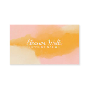 Stylish Pink Yellow Abstract Watercolor Custom Business Card