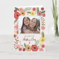 Stylish Pink & Yellow Floral Mother's day Card