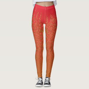 stylish  Pink Yellow gold Glitter Pattern Leggings