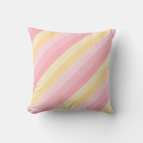 Stylish Pink Yellow White Stripes Modern Template Throw Pillow