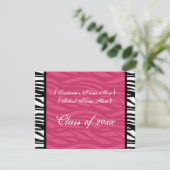 Stylish Pink Zebra Feminine Graduation Invite (Standing Front)