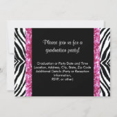 Stylish Pink Zebra Feminine Graduation Invite (Back)