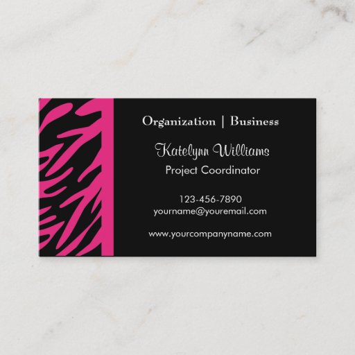 Customizable Stylish Pink Zebra Stripes Business Cards
