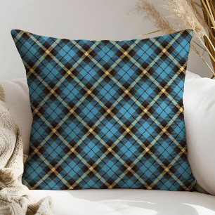 Stylish Plaid Pillow Blue Gift for Gentlemen