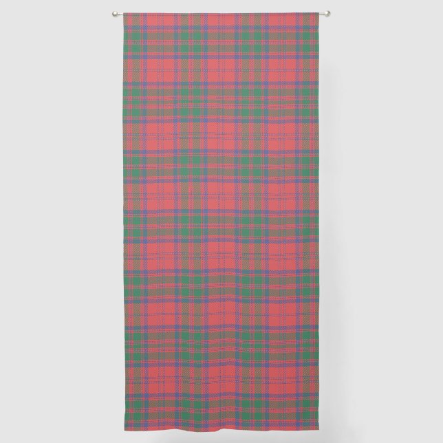 Stylish Plaid Rustic Red and Green Tartan Sheer Curtains (Front)