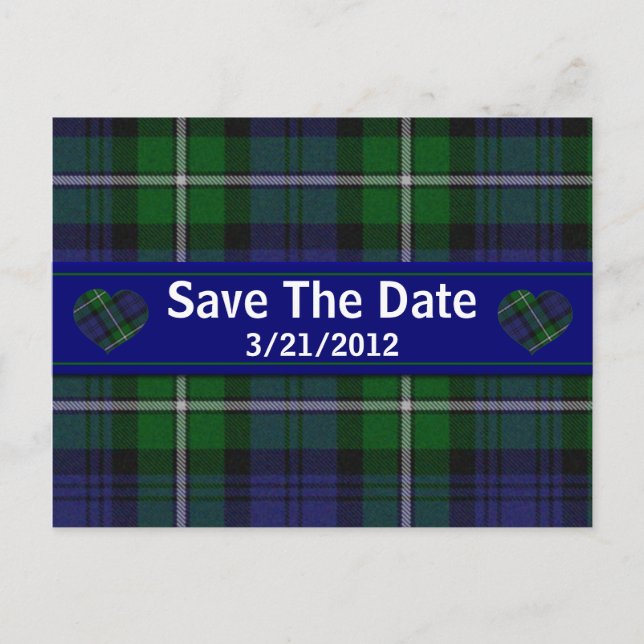 Stylish Plaid Save The Date Postcard (Front)