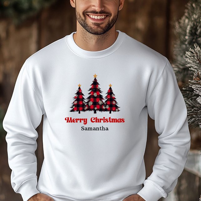 Stylish Plaid Tree Christmas Sweatshirt Winter   (Stylish Plaid Tree Christmas Sweatshirt Winter Wear)