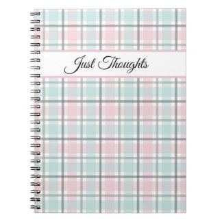 Stylish plaid with pastel gray, pink and blue  notebook