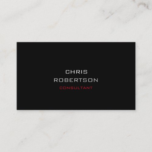 Stylish Plain Black Red Attractive Business Card