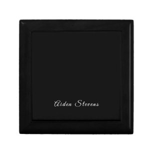Stylish Plain Black & White Minimalist Add Name Gift Box