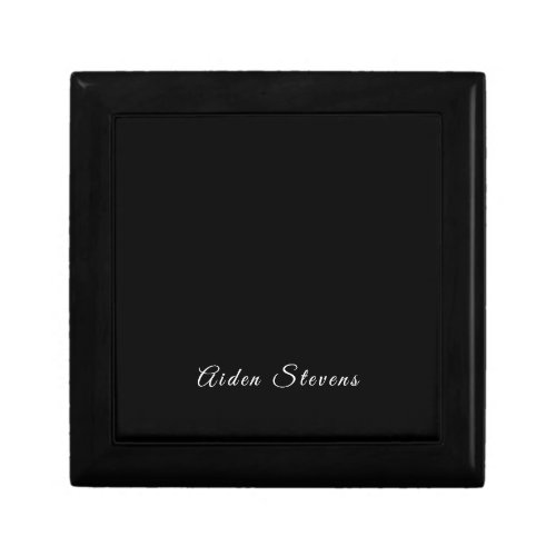 Stylish Plain Black  White Minimalist Add Name Gift Box