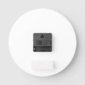Stylish Plain Black & White Minimalist Add Name Round Clock (Back)