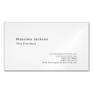 Stylish Plain Black & White Professional Modern Business Card Magnet