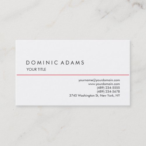Stylish Plain Black White Professional Unique Business Card