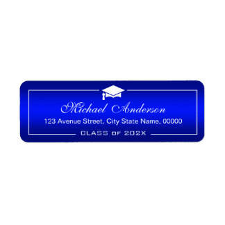 Stylish Plain Blue Gradient - Graduation Cap Grad Label