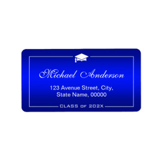 Stylish Plain Blue Gradient - Graduation Cap Label