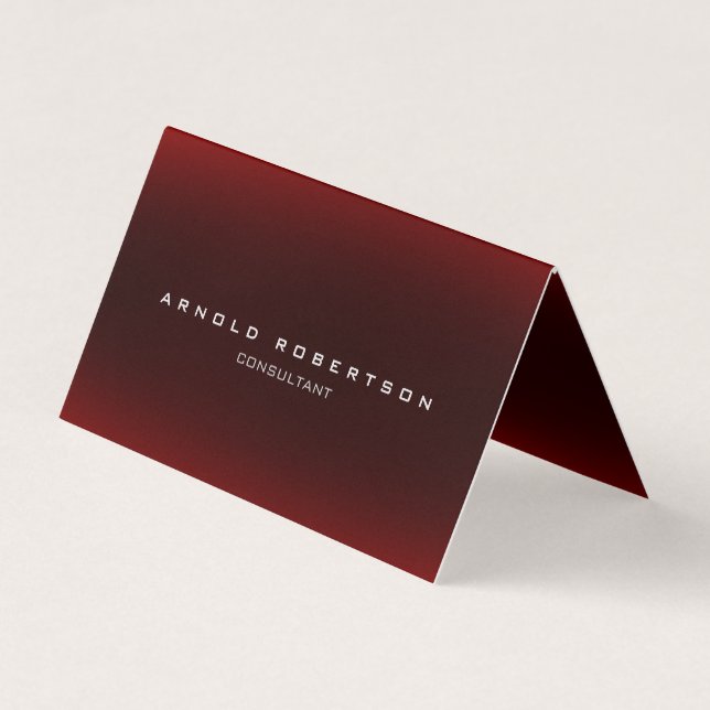 Stylish Plain Brown Red Professional Folded Business Card (Front)