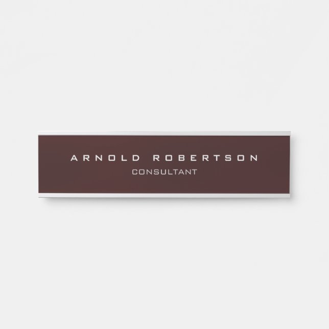 Stylish Plain Brown Red Professional Modern Door Sign (Front)