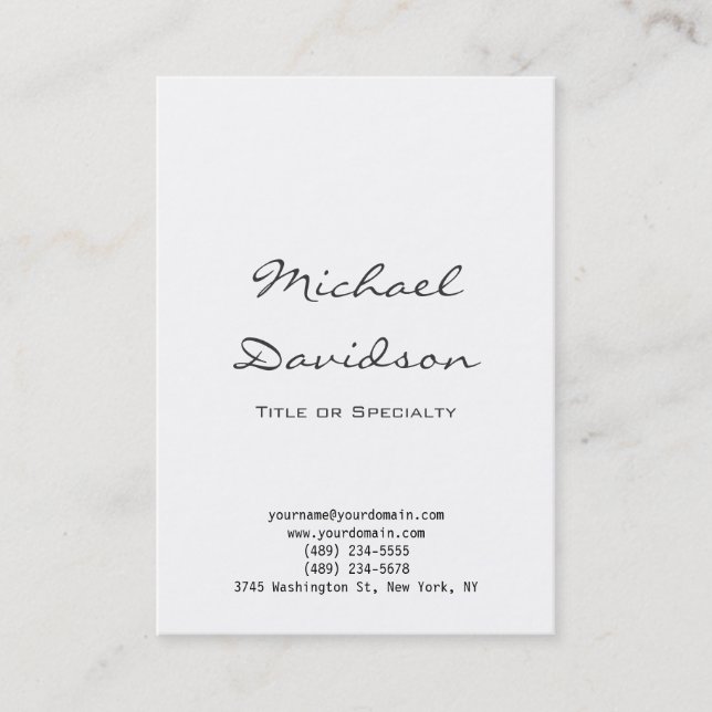 Stylish Plain Gray Black White Business Card (Front)