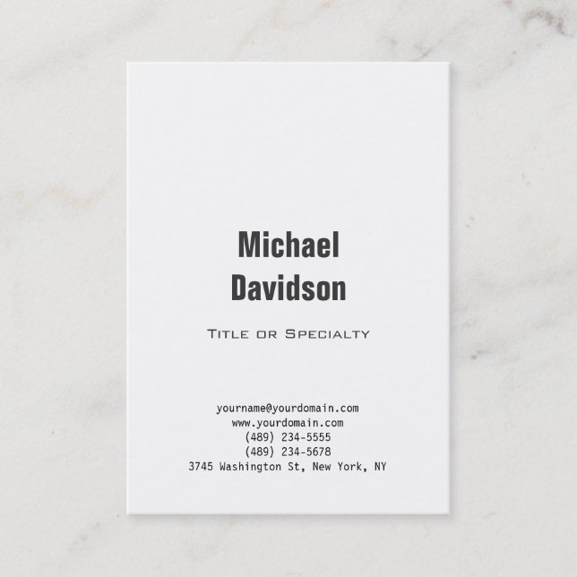 Stylish Plain Gray Black White Business Card (Front)