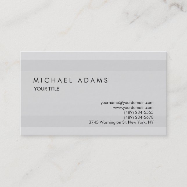 Stylish Plain Grey Simple Professional Unique Business Card (Front)