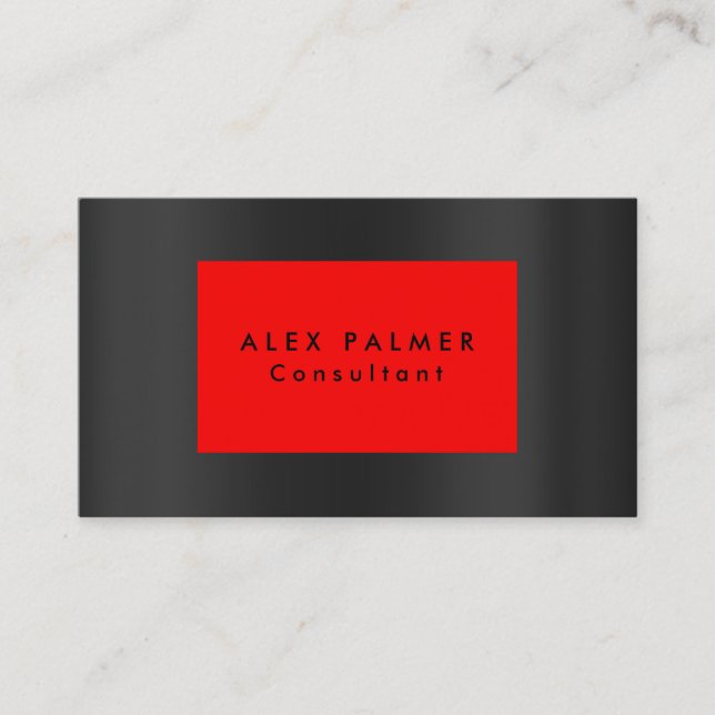 Stylish Plain Modern Gray Red Background Original Business Card (Front)