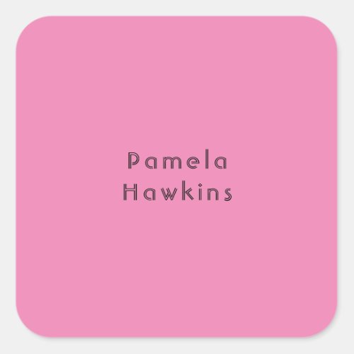 Stylish plain pink feminine retro vintage square sticker